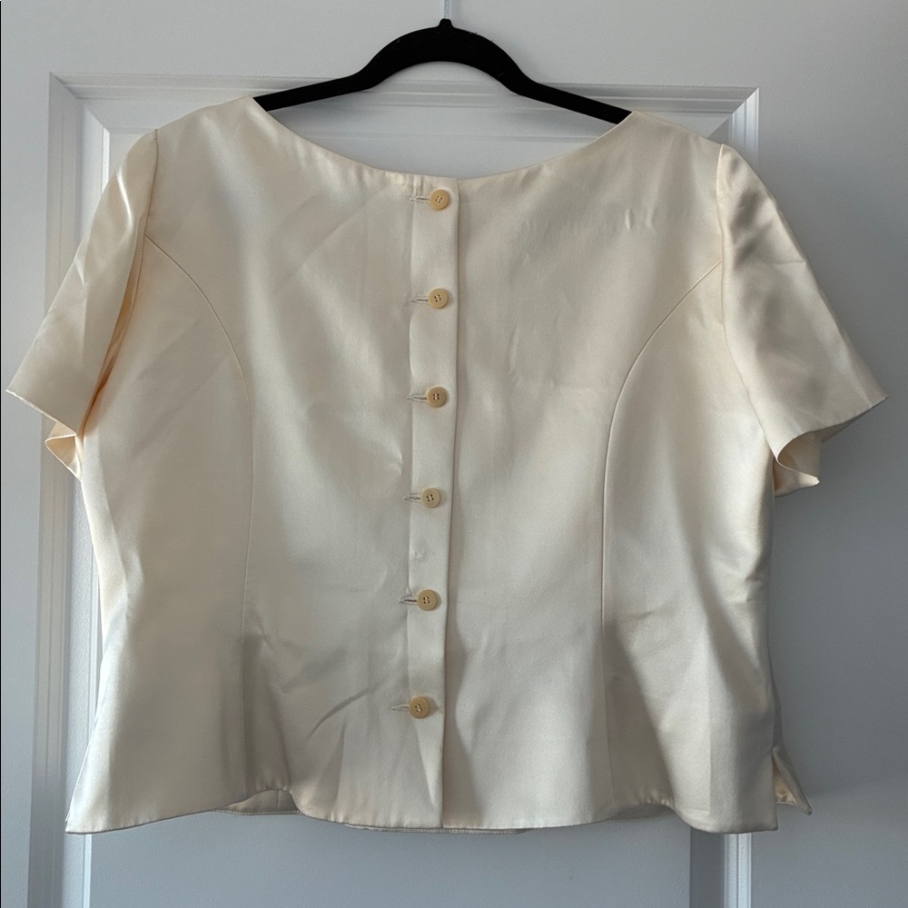 Sunny Choi Size 18 100% Silk Button-Up Back Top - Cream - Picture 3 of 8